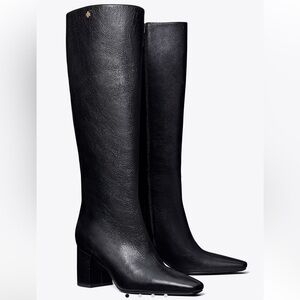Tory Burch Tall Banana Black Leather Boot Size: 10.5M